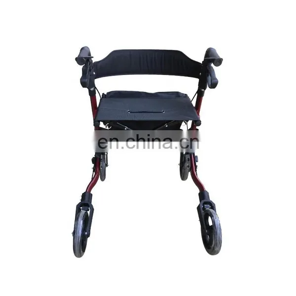 China Manufacturers Aluminum Transport Rollator Walker With Seat and Footrest photo-4