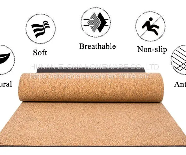 Rubber Cork Yoga Mat Eco Friendly Non Slip Natural Factory Price Custom OEM Logo Printing photo-5