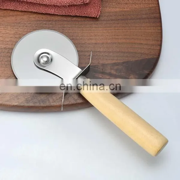 Wholesale Stainless Steel Pizza Shovel Pizza Cutter Set Stainless Steel Pizza Cutter Wheel With Wood Handle photo-3