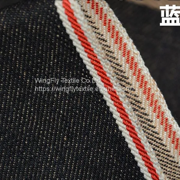 13.5oz 100% Cotton Right Twill Colored Cotton Red Selvedge Denim Fabric W28022