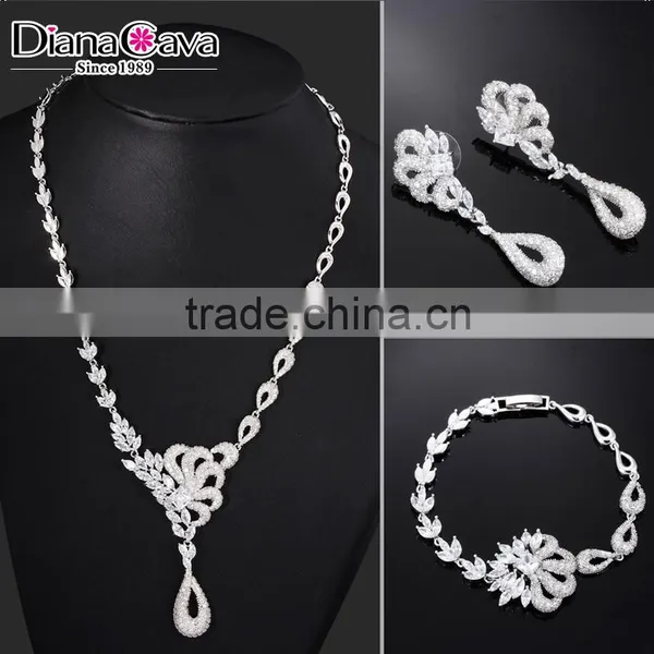 Luxury Wedding Cubic Zirconia Crystal Sexy Fancy Bijoux Necklace Fashion Jewelry Set