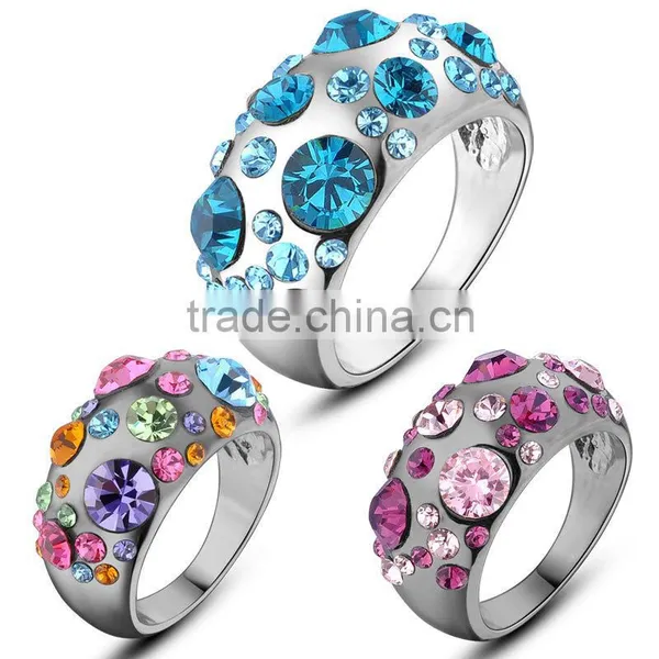 Cheap Price Wholesale Gold Ring Designs Colorful Crystal Stone Ring for Girls