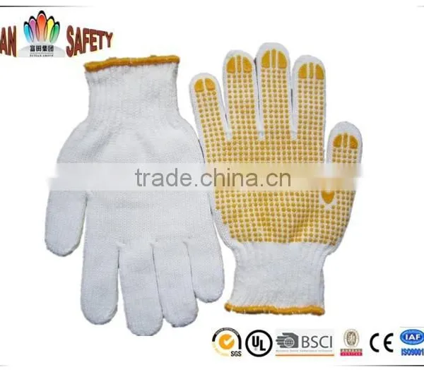 FT SAFETY 7G Poly-cotton Nature White String Knit Gloves With PVC Dots for Safety photo-4