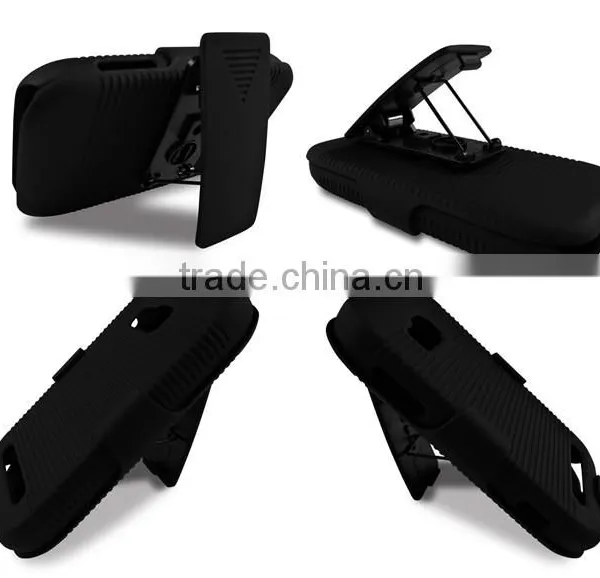 2 Parts Snap-on Hard Rubberized Slide Case With Swivel Belt Clip Holster for Nokia Lumia 710 With Kickstand Function photo-3