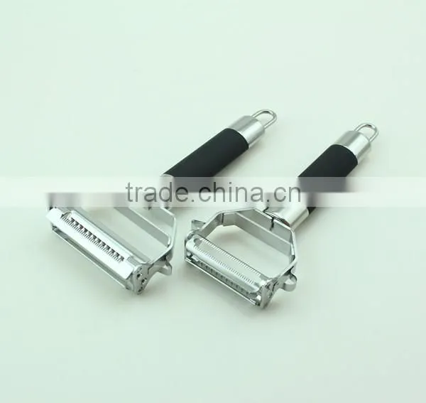 Dual Julienne Rubber Handle Fancy Vegetable Peeler Slicer photo-4