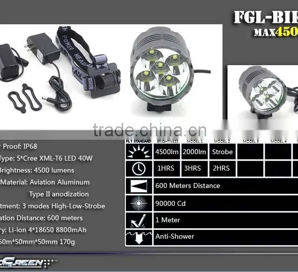Rechargeable 8800mah 18650 5 Cree T6 LED Bike Light Supplier's Choice photo-3