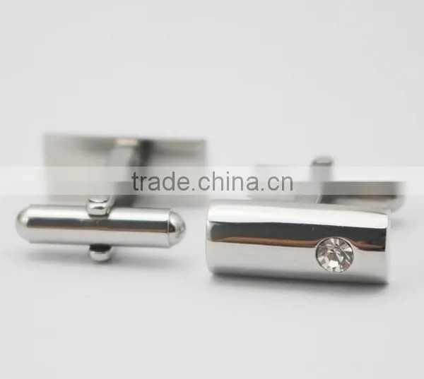 CZ Crystal Stone Stainless Steel Cufflinks For Men's Shirts photo-6