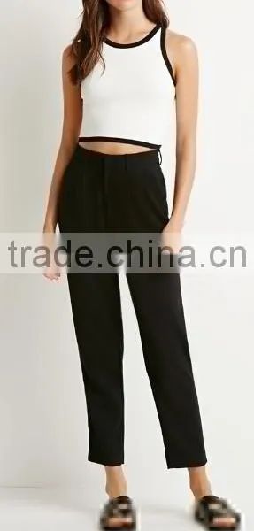 High Quality Casual New Arrival Women Black Flared Trousers Casual Pants photo-2