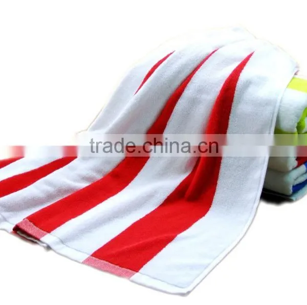 High Quality 70x140cm 400g Cotton Red and White Striped Beach Towel Supplier's Choice photo-4