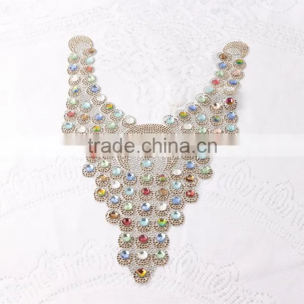 Crystal Rhinestone Neck Trim Neckline Handmade Appilque for Garment