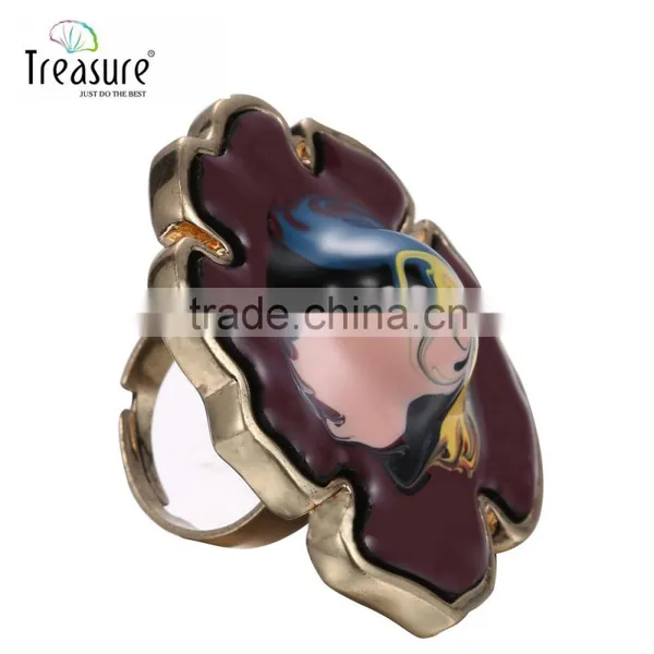 Wholesale Jewelry Mix Color Oil Painting Adjustable Fashion Ring Jewelry photo-2