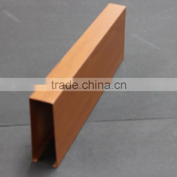 Heat Transfer Wood Grain Aluminum Sheet Suspended Metal Linear Ceiling U Aluminum Screen Ceiling Panel photo-2