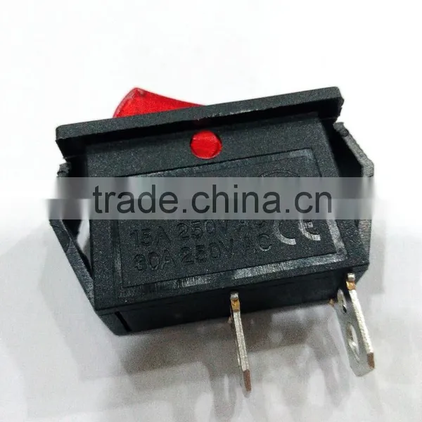Haitong KCD3 15A 250V 2way 2pin Red Light on off Boat Copper Rocker Switch photo-2