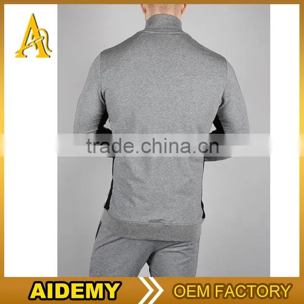 Man Wholesale Grey Basic Full Zip Gym Hoodie photo-2