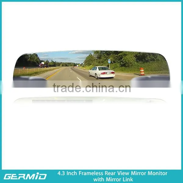 4.3 Inch Car Accessories Frameless Rearview Mirror Monitor With Camera