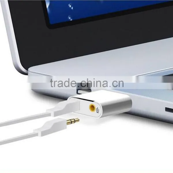 Aluminum USB External Stereo 7.1 Channel 3D Sound Card Adapter 3.5mm Aux Out