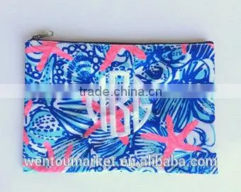 Wentou Monogramed Lilly Pulitzer Canvas Makeup Bag