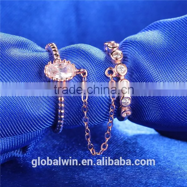 FR024B Wholesale 925 Silver Jewelry Thailand 18 K Gold Plated Double Finger Ring Jewellery With Chain photo-4