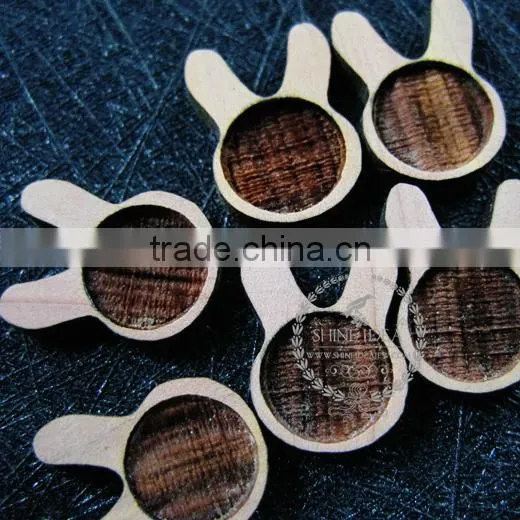 8mm Setting Size Vintage Style Natual Log Wood Bezel Rabbit Ears Round Pendant Setting DIY Findings Supplies 1411147 photo-3