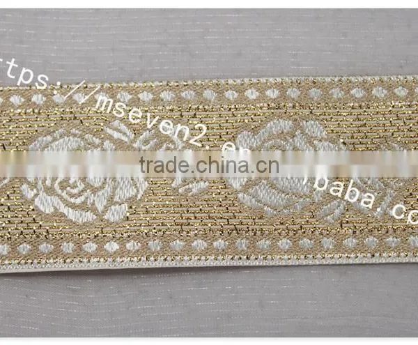 Newest Design 4.5 cm Width Ethnic Embroidery Gold Lace Trim for Garment photo-4