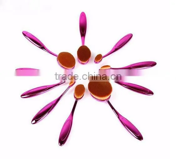 New Hot Sale10pcs Makeup Brushes Set Eyeshadow Foundation Blush Cosmetic Brush Rose Red Fashionable Oval Makeup Brush Tools photo-1