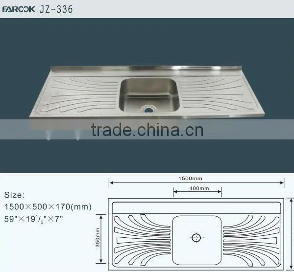 JZ-336 Export Iraq Cheap Double Drain Board Single Bowl Stainless Steel Kitchen Sink photo-2