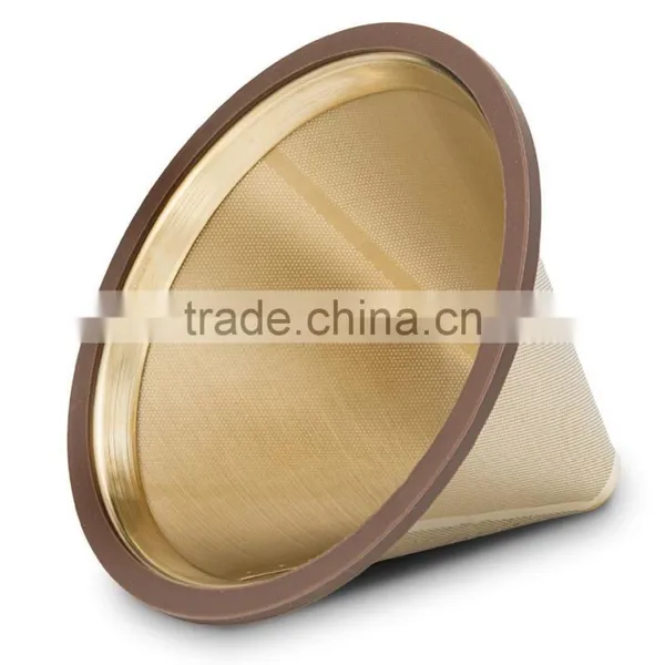 Titanium Coated Pour Over Cone Coffee Dripper Stainless Steel Coffee Filter Set photo-2