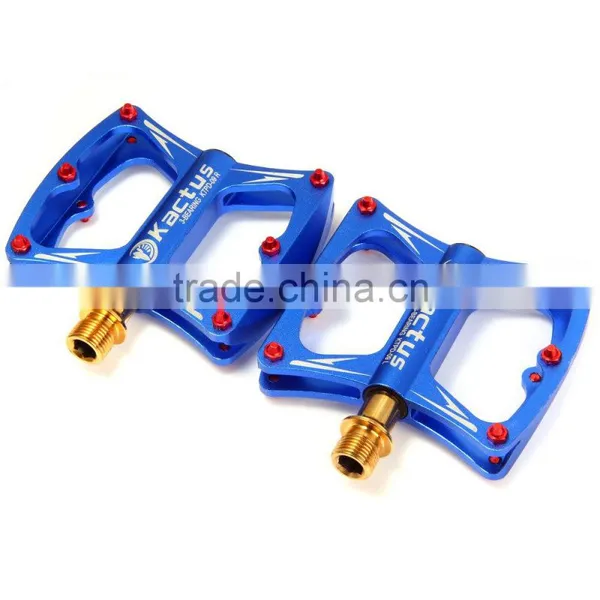 2Pcs Kactus KTPD - 09 Bike MTB Flat Pedals Gold-plating Titanium Spindle CNC 3 Bearings Footrest Ultralight Non-slip Bike Pedals photo-2