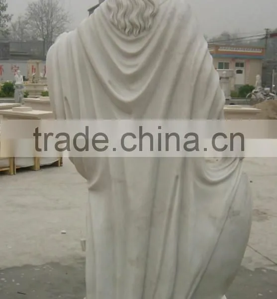 Hand Carved Life-size White Marble Knight Statue photo-5