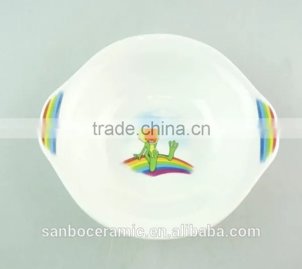 3 Pcs White Porcelain Decal Dinner Set for Kids in Stock photo-2