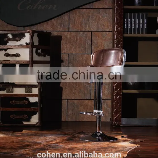 Foshan Wooden Furniture Europe/American Chesterfield Sofa Vintage Top Grain Leather Bar Chair Factory Derect Sale photo-3