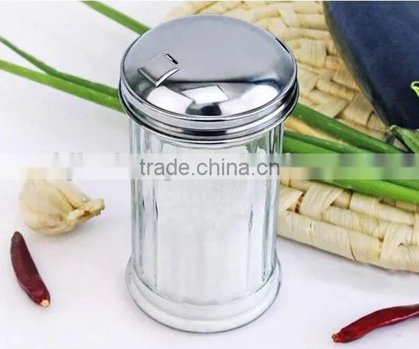 300ml Vertical Stripe Transparent Glass Spice Package Containers With Metal Hole Cap photo-3