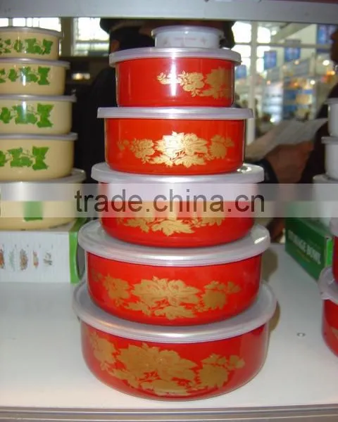 Hot Sale Enamel Storage Bowl Mixing Bowl Salad Bowl With PP Lid Food Container photo-6