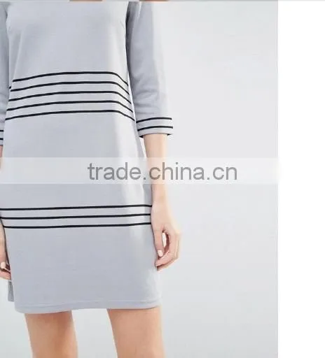 Shift Dresses, Loose Casual Short Sleeve Stripe Fashion Dress photo-3