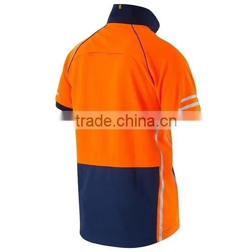 Custom Workwear Spliced Cotton Hi Vis Back Short Sleeve Work T-shirt Polo photo-2