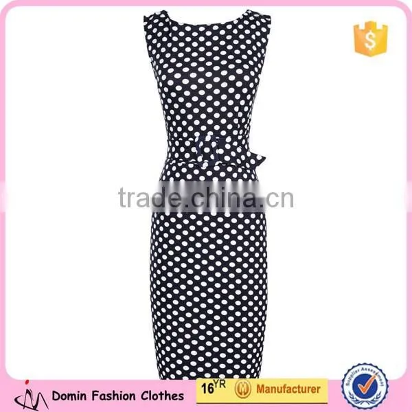 Women's Vintage Pinup Polka Dot Pencil Business Dress photo-2