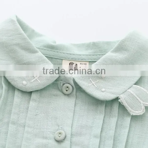 2016 Beautiful Long Sleeve Baby Cotton Frocks Designs Wholesale Ruffles Soft Girls Boutique Dresses photo-3