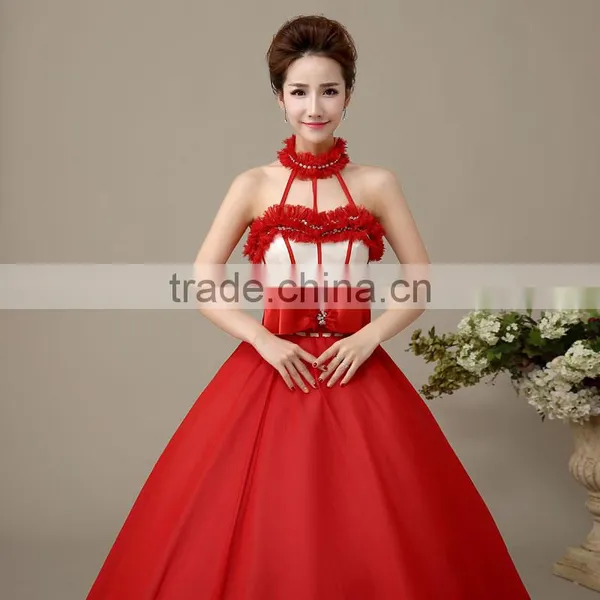 MGOO Dream Red Color Chinese Style Fairy Dancing Dress Halter Puff Prom Dress For Ladies L000122 photo-5