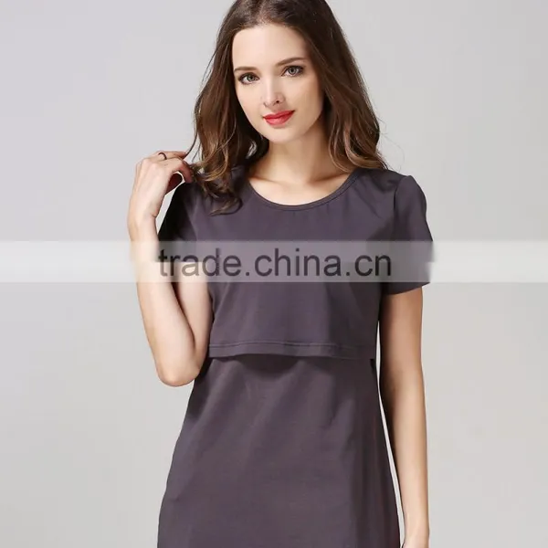 Wild Short Sleeve Nursing Clothes Mode Style Breastfeeding Clothing Cotton Maternity Mother Outdoor Tops