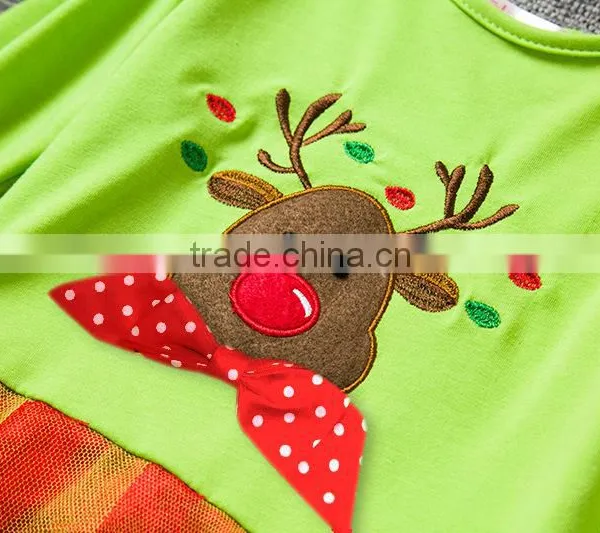 2016 Christmas Boutique Girl Baby Clothes Clothing Set Christmas Gift photo-3