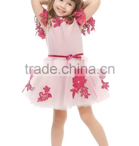 Latest 2016 Fuchsia Tulle Embroidered Dress Mother and Daughter Sets Family Matching Outfit Mommy and me Dress Sets photo-2