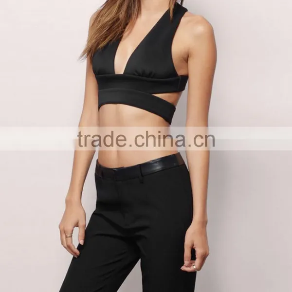 M726 D.Y Fashion 2016 Ladies Women Black Wholesale Back Cross Bikini Crop Tops photo-3