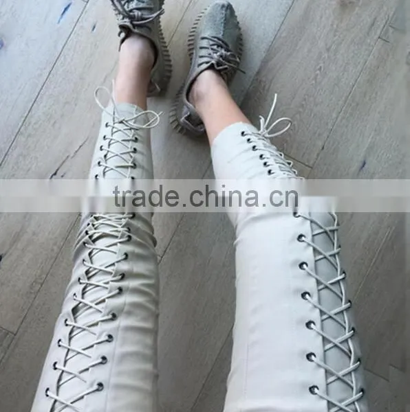 Runwaylover 5092 New Style Ladies High Waist Tie Suede Pant photo-2