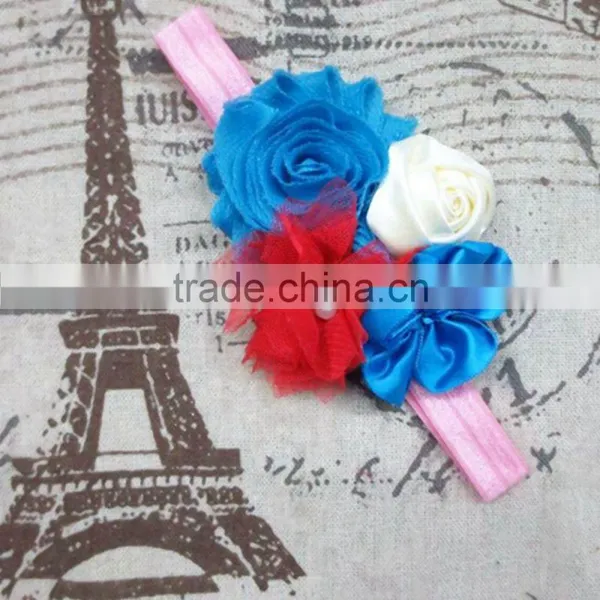 Boutique Shabby Little Girls Flower Head Bands Handmade, Newborn Elastic Hairband Wholesale photo-4