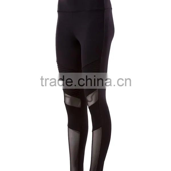 OEM Fitness Women Compression Yoga Wear Moto Sport Ladies Tights Black Leggings photo-2