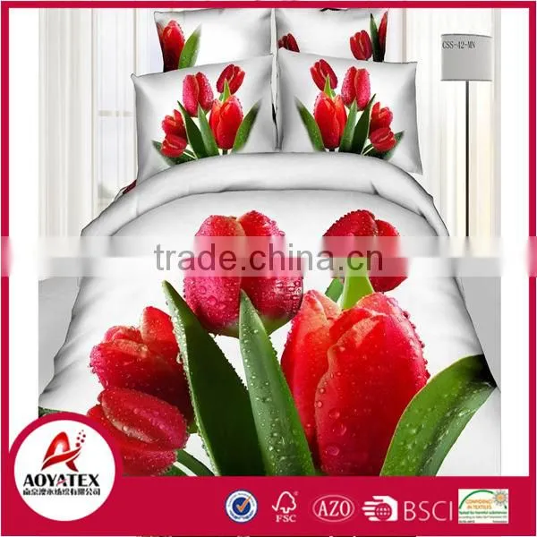 2016new Style 13372 60*40s Reactive Printed 3D Rose Deisgn Bedding Set photo-2