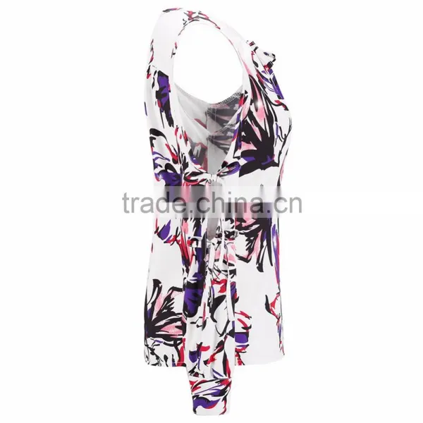 B22622A Europe Ladies Fashion Printting Strapless T-shirt Blouse photo-6