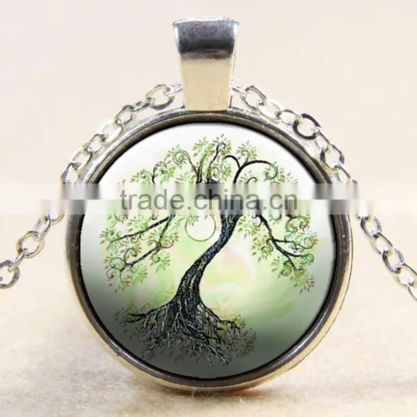 XP-TGN-LT-103 Life Charm Dome Pendant Colorful Time Gem Family Tree Glass Cabochon Necklace With Popular Accessories photo-2
