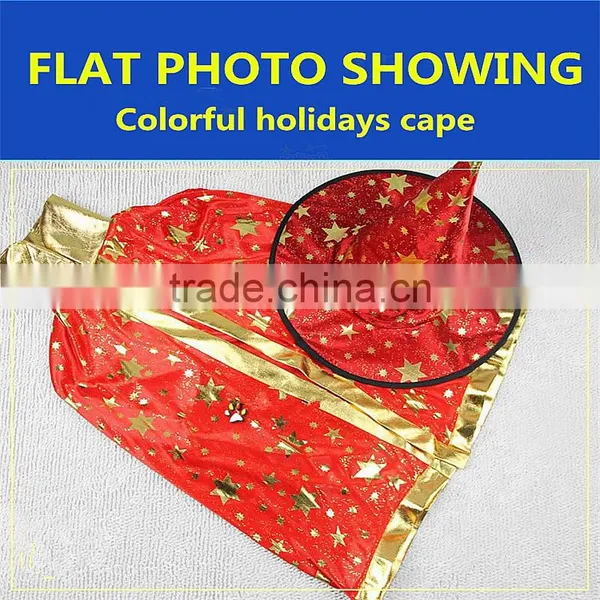 Shining Stars Cape Children Cheap Halloween Costume With Witch Hat photo-5