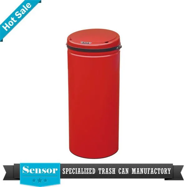 50L Red Home Appliance Stainless Steel Automatic Sensor Trash Bin